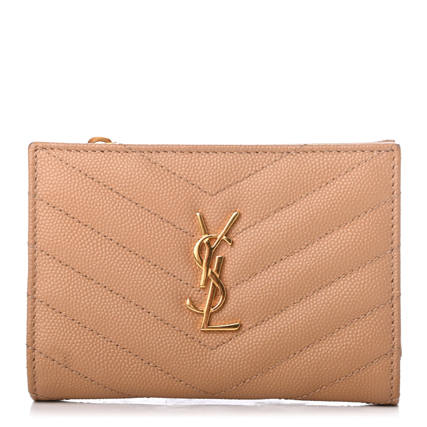 Grain De Poudre Matelasse Chevron Monogram Zipped Two-Part Wallet Cork