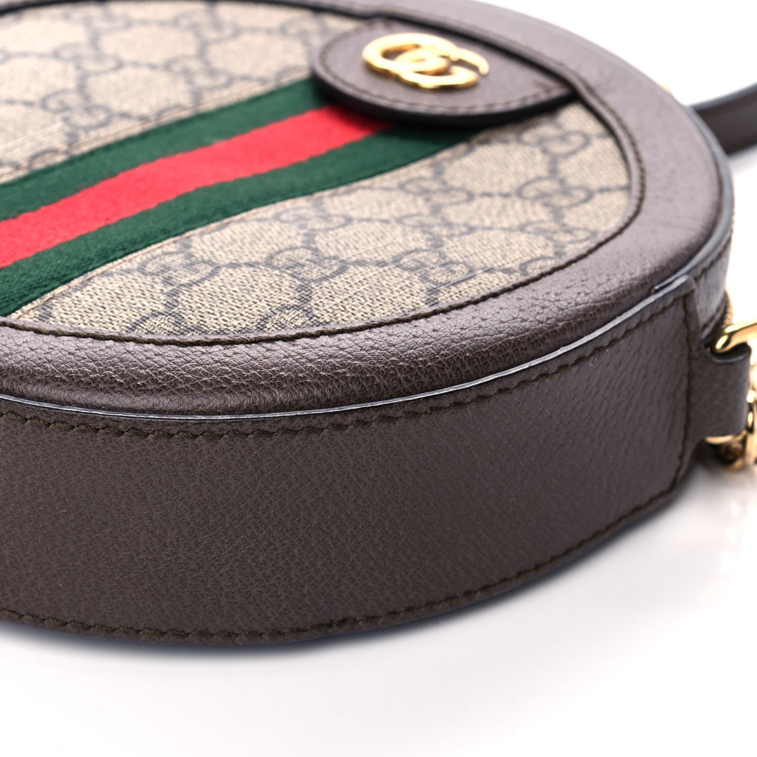 Gucci GG Supreme Monogram Web Mini Ophidia Round Shoulder Bag Brown 11 of 12