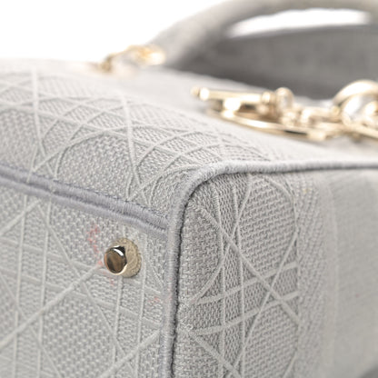 Christian Dior Canvas Embroidered Cannage Medium Lady D-Lite Gray 10 of 12