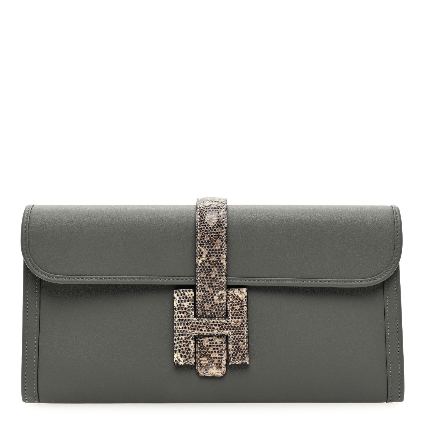 Hermes Swift Lizard Jige Elan Touch 29 Clutch Gris Meyer Ombre 1 of 8