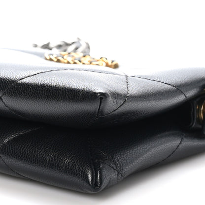 Chanel Shiny Goatskin Quilted Small Chanel 19 Pouch With Handle Black 11 of 12