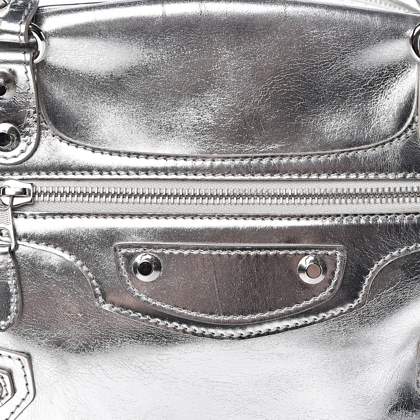 Metallic Calfskin Motocross Classic Hardware Bowling MM Silver Hardware