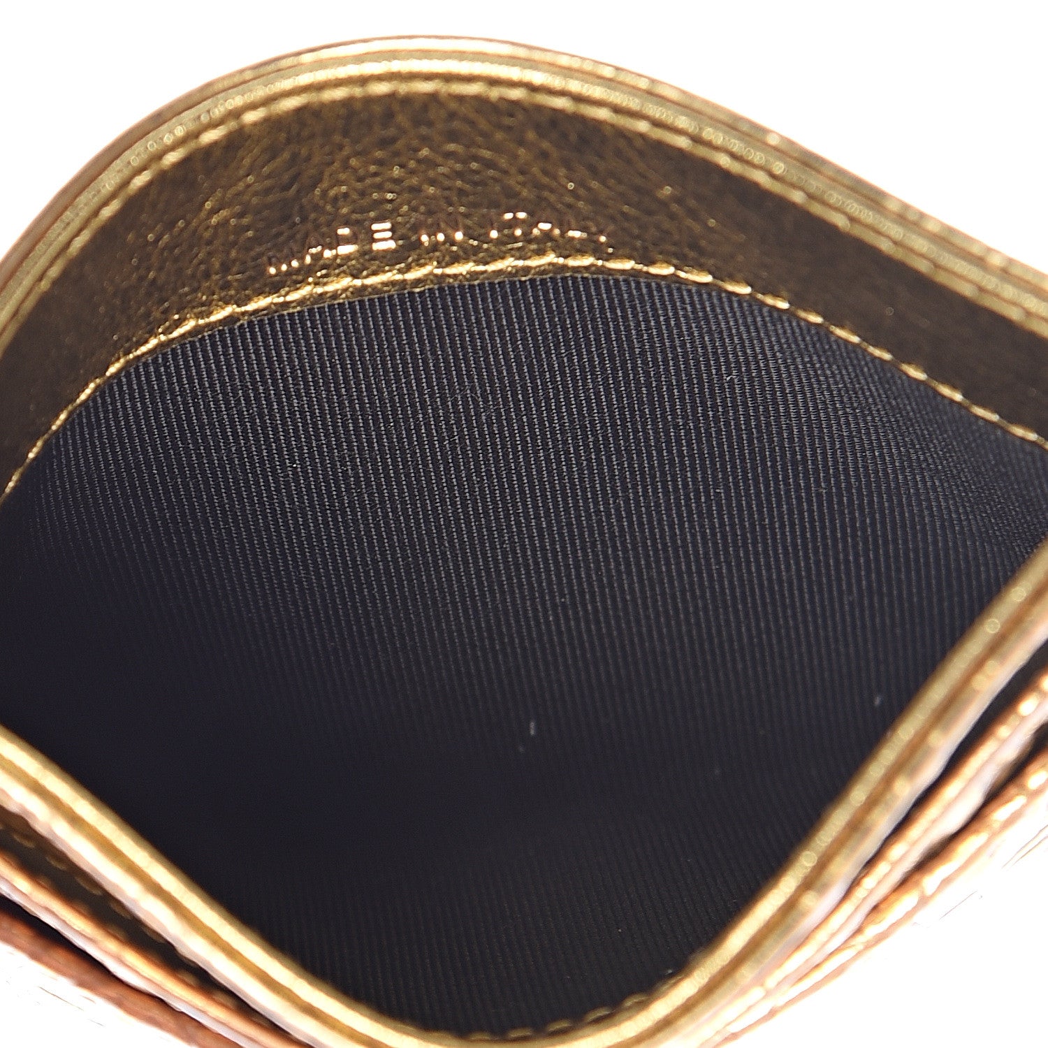 Chanel Metallic Calfskin Crocodile Embossed Cocodile Card Holder Gold 5 of 9