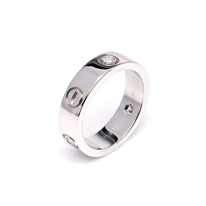 Cartier 18K White Gold 3 Diamond 5.5mm LOVE Ring 55 7.25 6 of 6