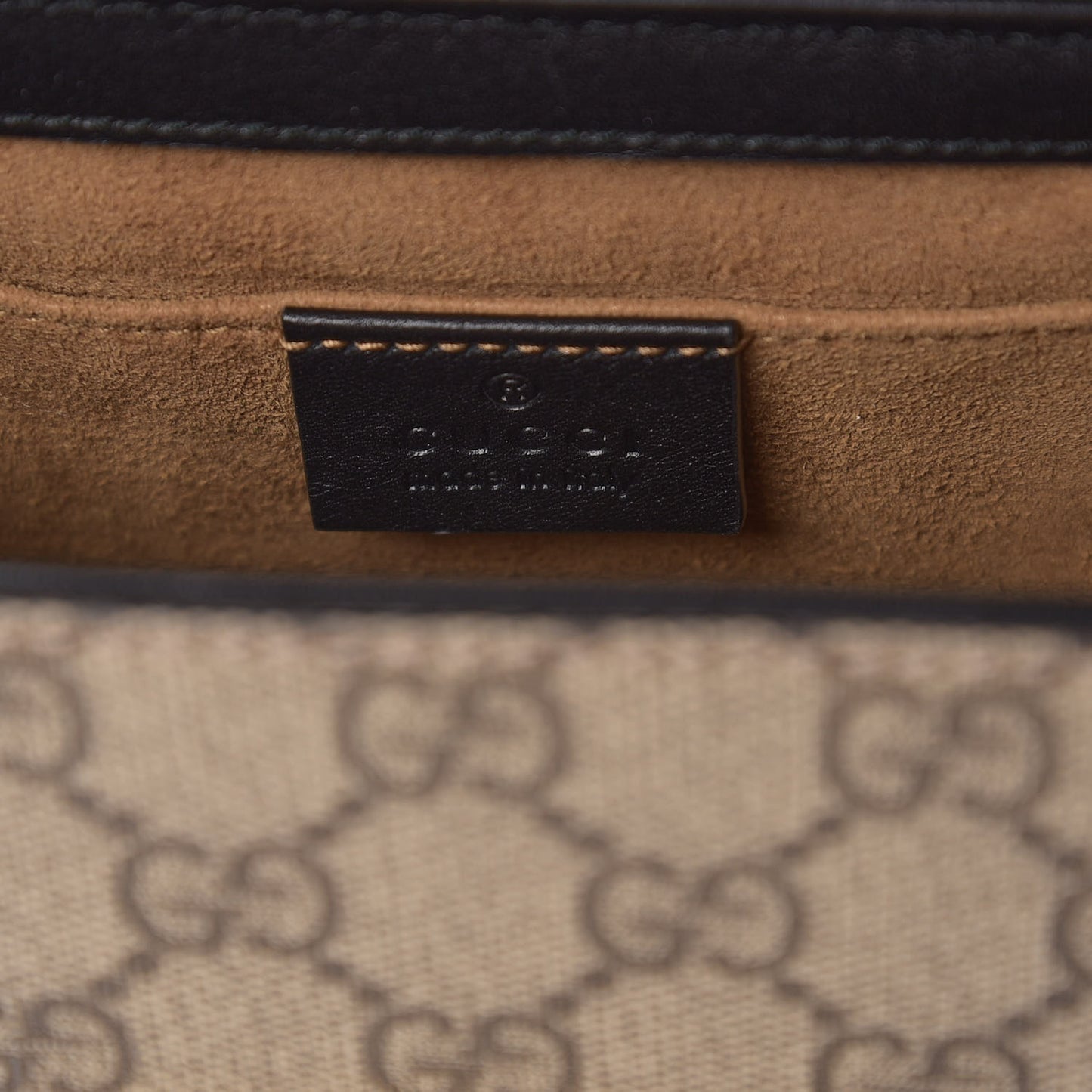GG Supreme Monogram Calfskin Small Padlock Shoulder Bag Beige Black Cuir