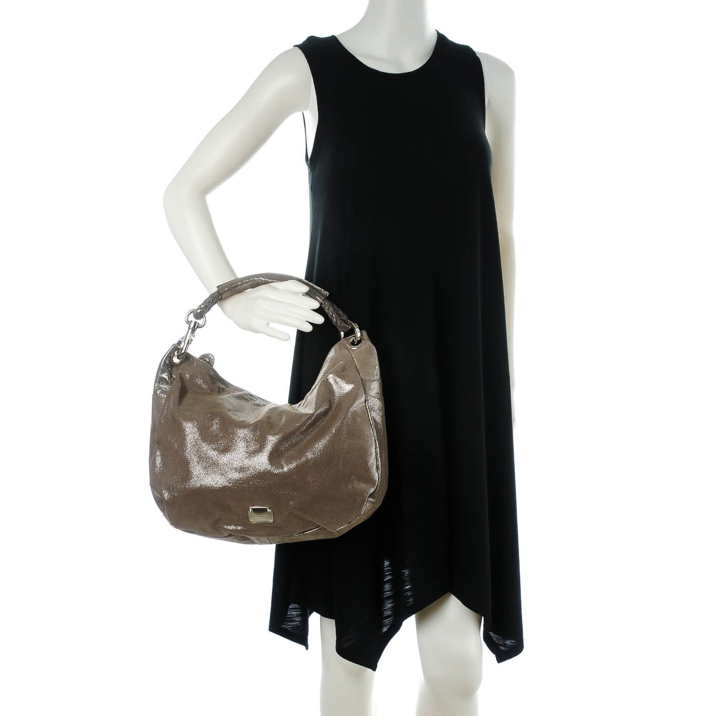 Metallic Suede Small Sky Hobo Silver