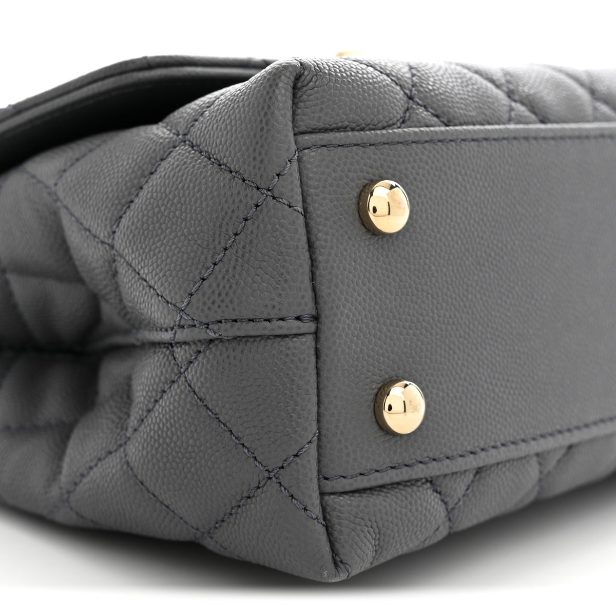 Caviar Quilted Mini Coco Handle Flap Grey