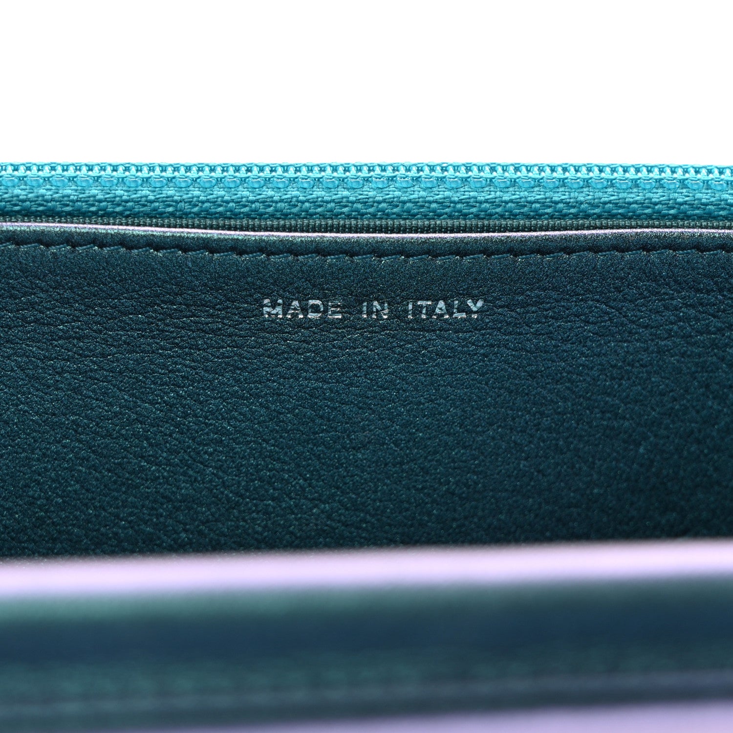Chanel Iridescent Lambskin Quilted Wallet On Chain WOC Turquoise 7 of 12