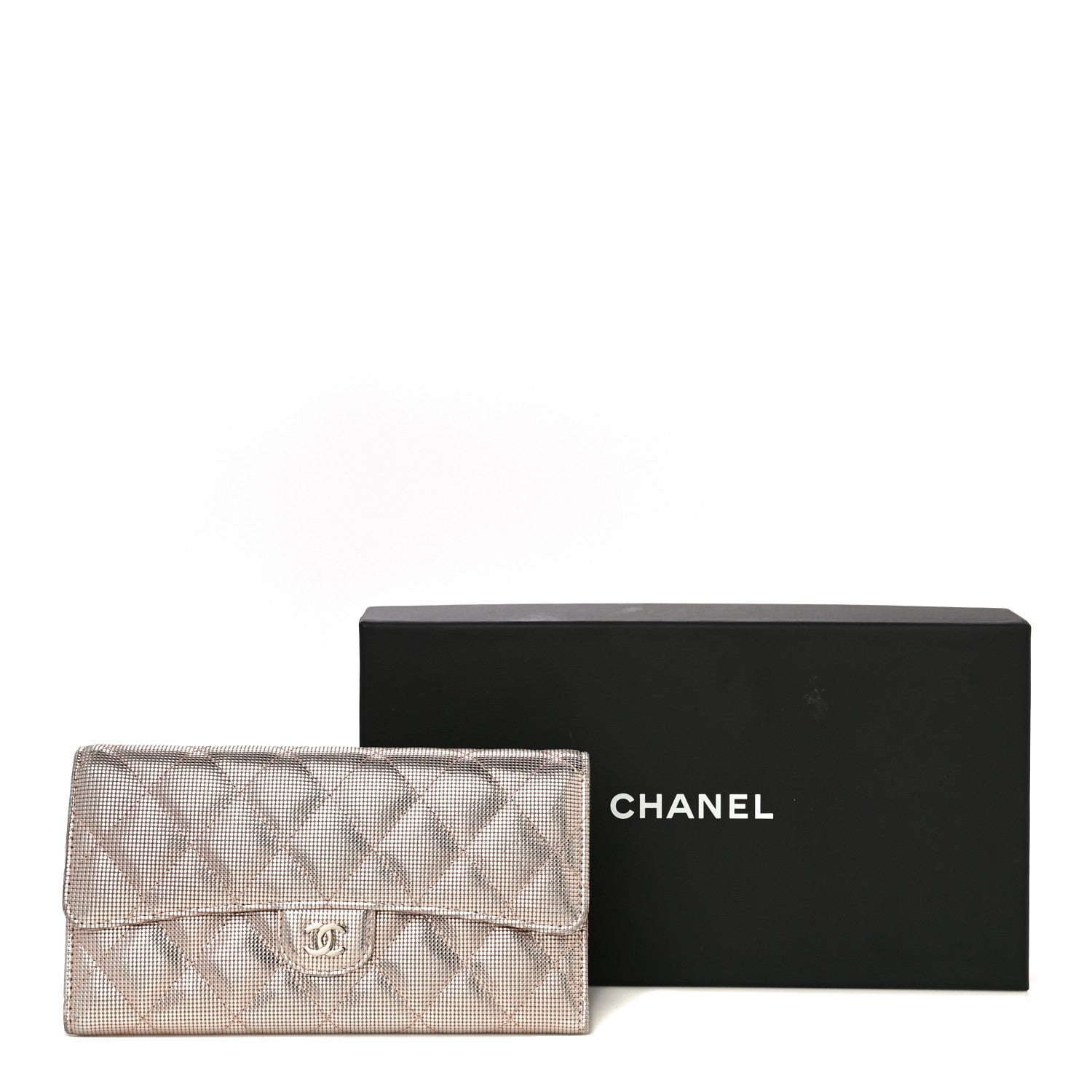 Chanel Metallic Calfskin Quilted Pixel Effect Large Flap Wallet Pink 13 of 13