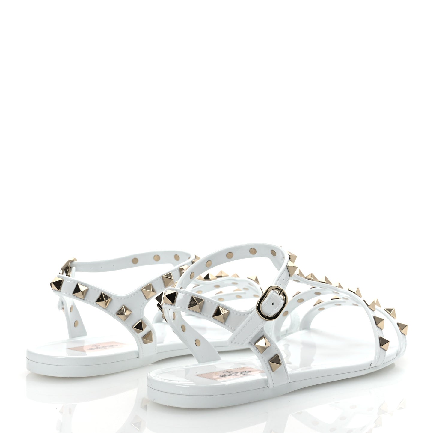PVC Jelly Rockstud Caged Sandals 38 Optic White