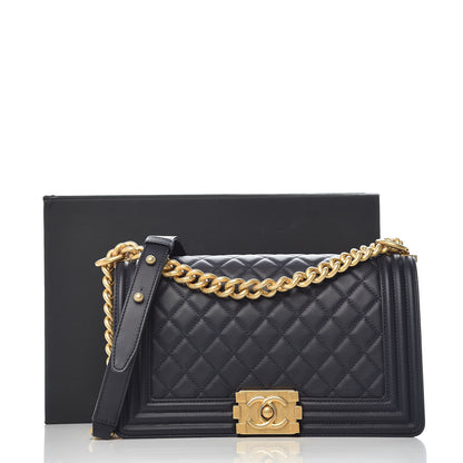 Chanel Lambskin Quilted Medium Boy Flap Dark Navy 8 of 8