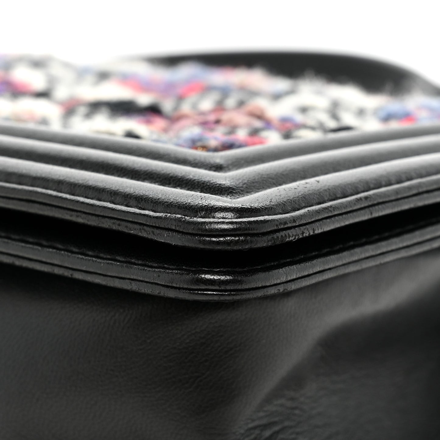 Tweed Lambskin Medium Boy Flap Black