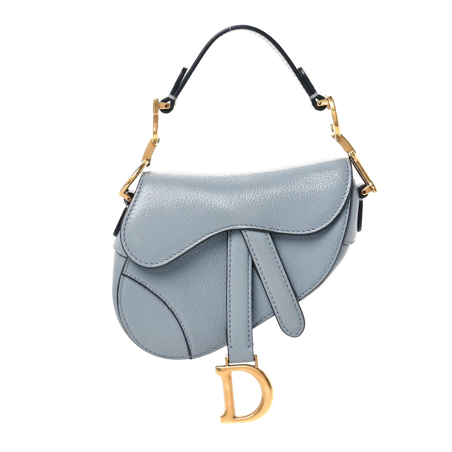 Goatskin Micro Saddle Bag Cloud Blue