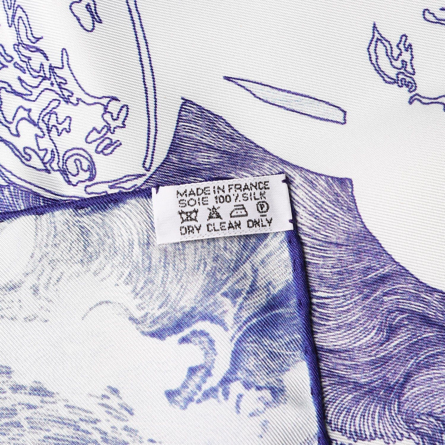 Hermes Silk Brides de Gala En Finesse Scarf 90 Encre Blanc Gris Bleuete 6 of 7