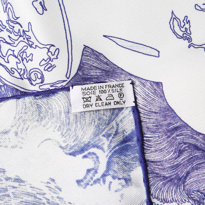 Hermes Silk Brides de Gala En Finesse Scarf 90 Encre Blanc Gris Bleuete 6 of 7