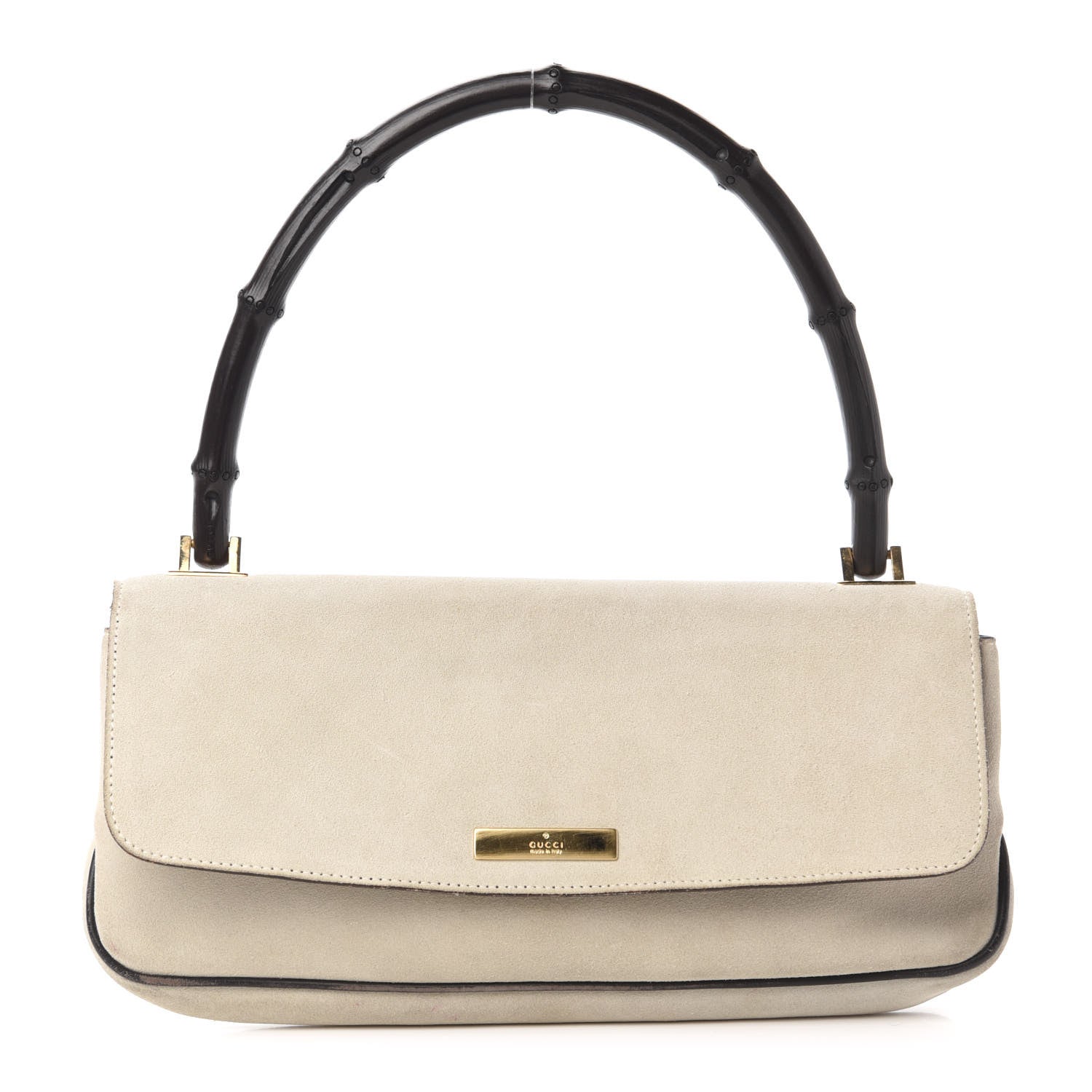 Gucci Suede Bamboo Handle Shoulder Bag White 1 of 11