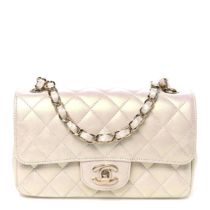 Chanel Iridescent Lambskin Quilted Mini Rectangular Flap Ivory 1 of 11