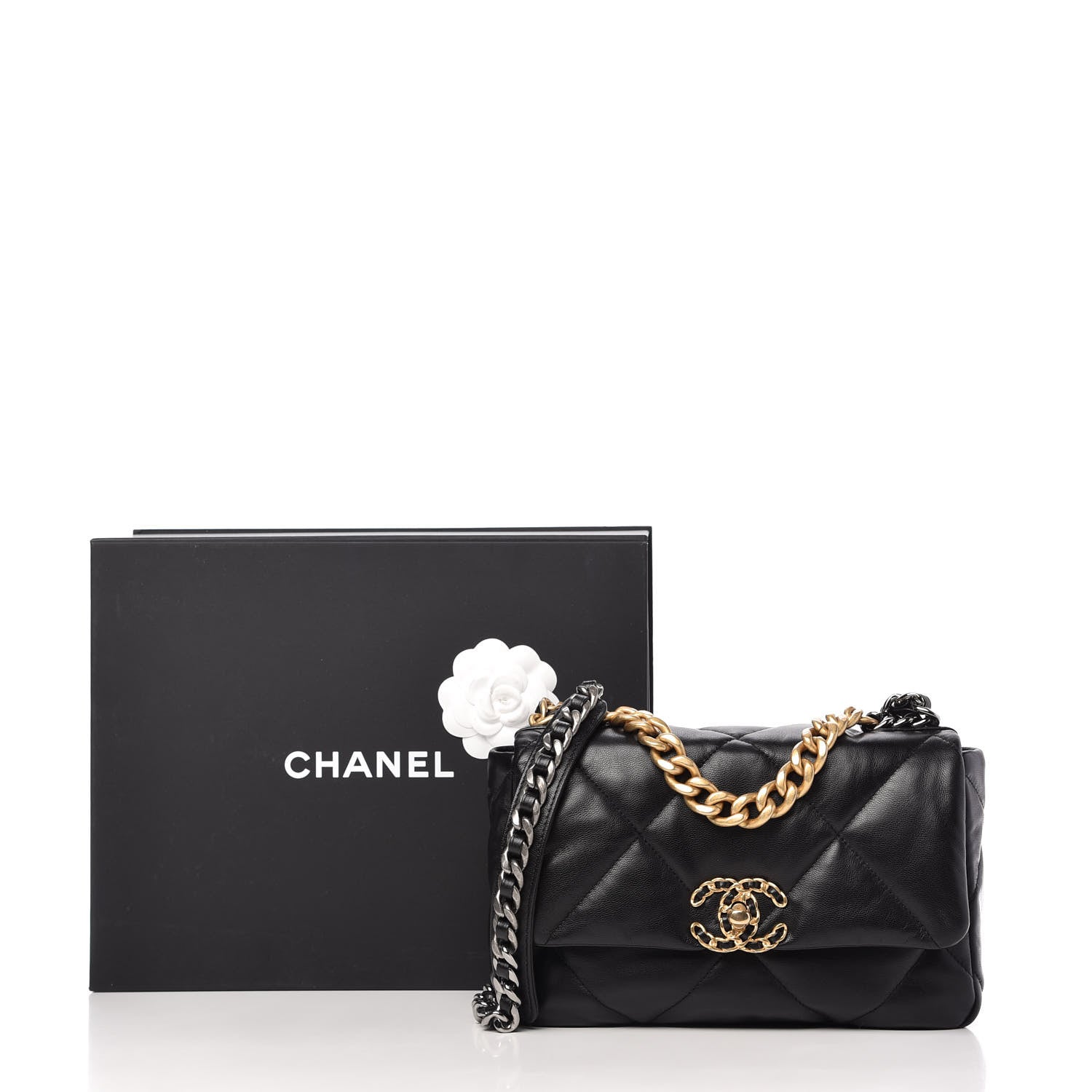 Chanel Goatskin Quilted Medium 19 Flap Black 11 of 11