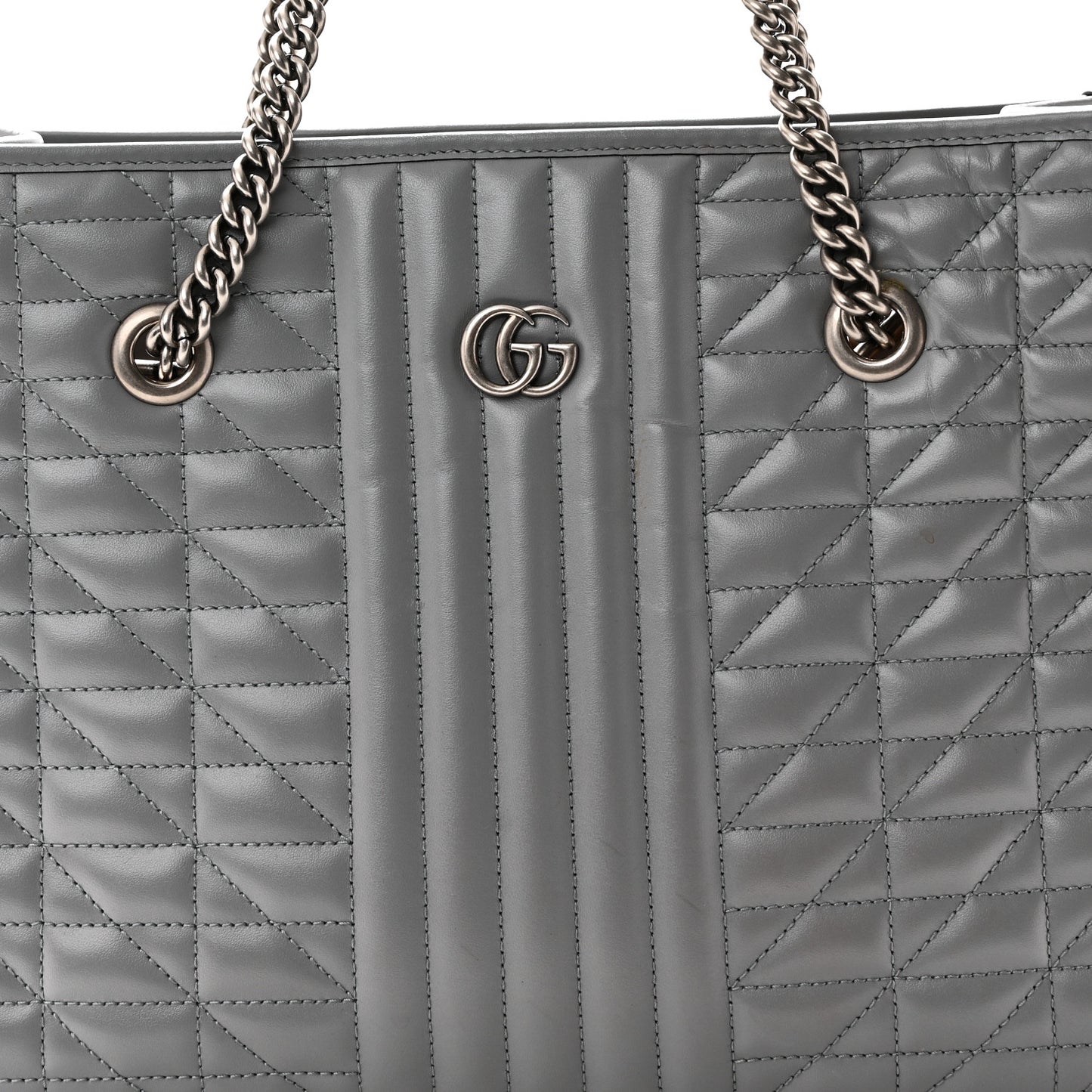 Calfskin Matelasse Aria Medium GG Marmont Shoulder Tote  Deep Grey