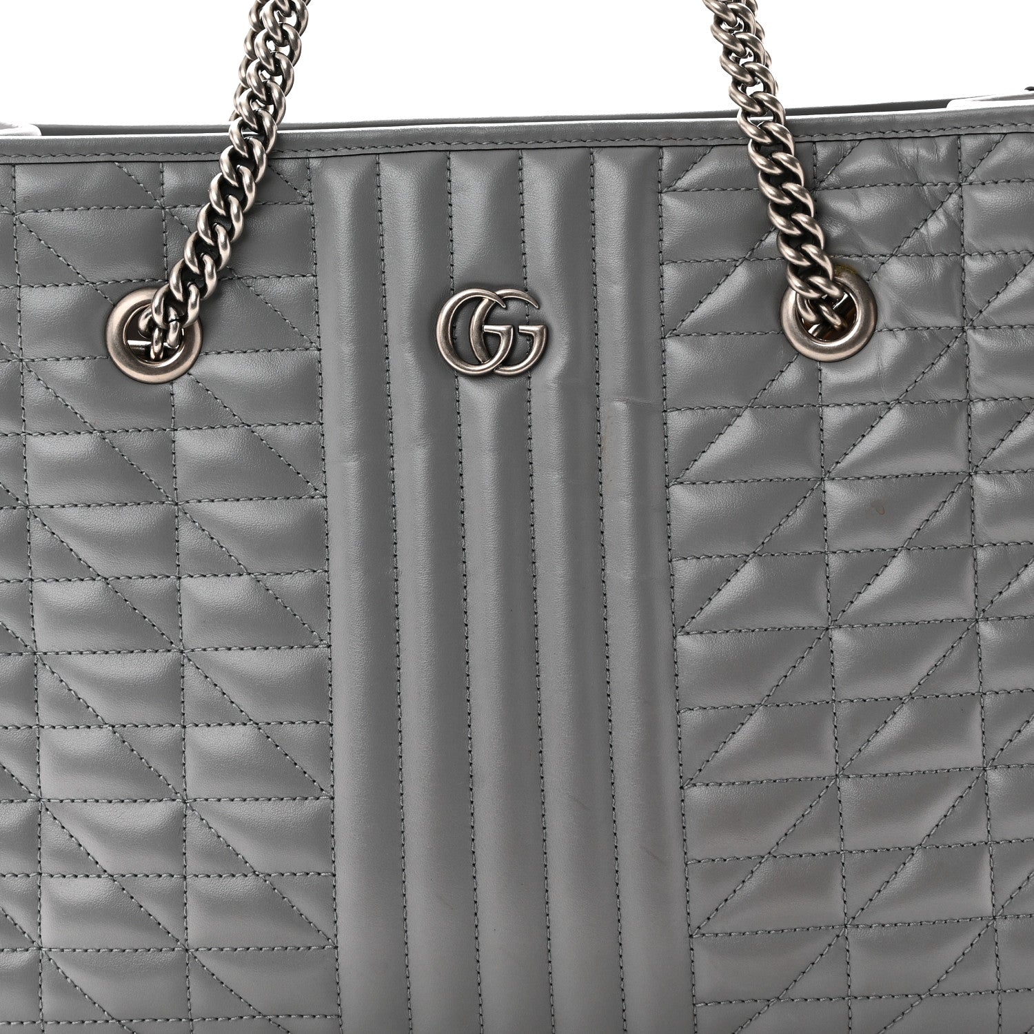 Gucci Calfskin Matelasse Aria Medium GG Marmont Shoulder Tote  Deep Grey 8 of 10
