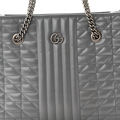 Gucci Calfskin Matelasse Aria Medium GG Marmont Shoulder Tote  Deep Grey 8 of 10
