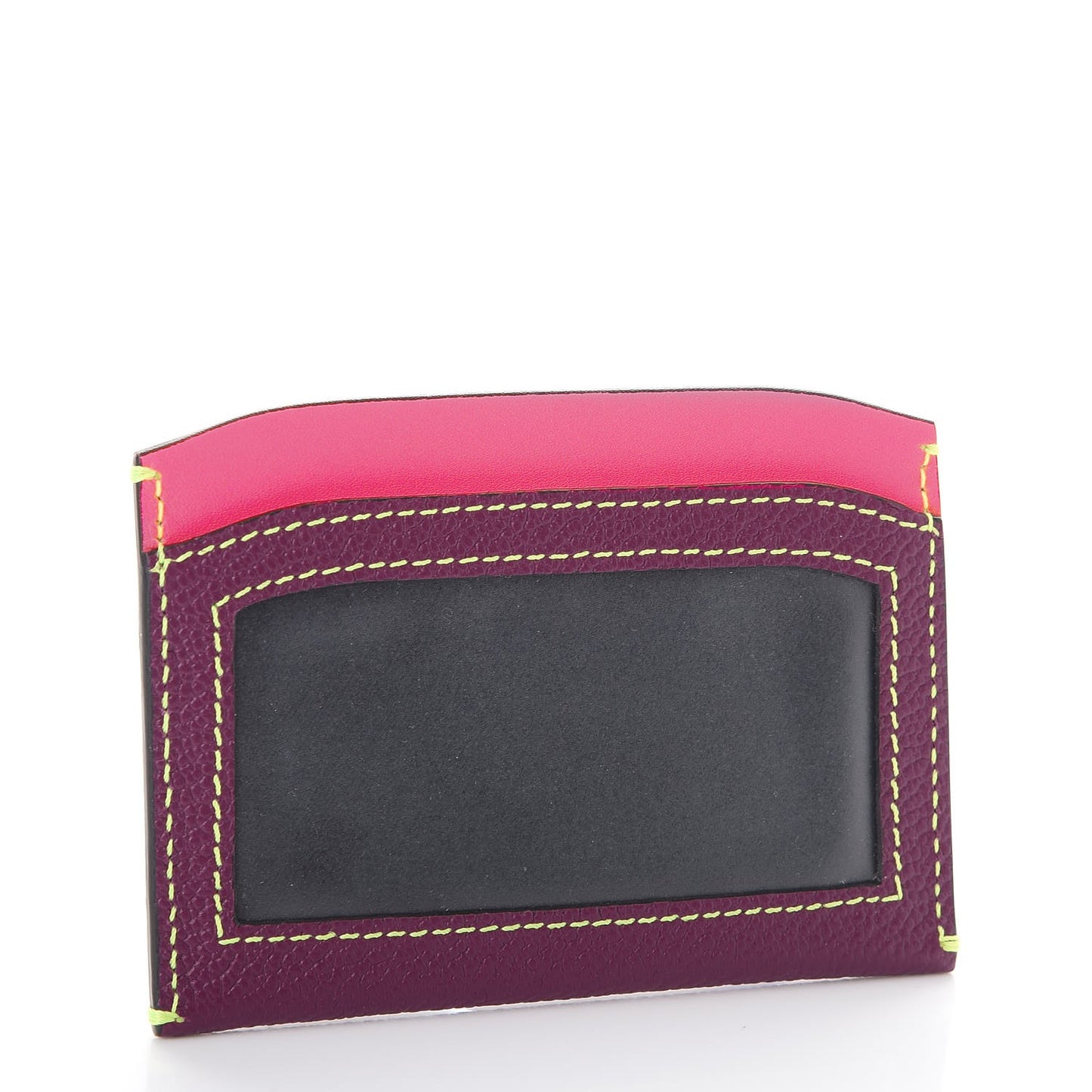 Soft Grain Calfskin Haymarket Check Izzy Card Case Dark Plum