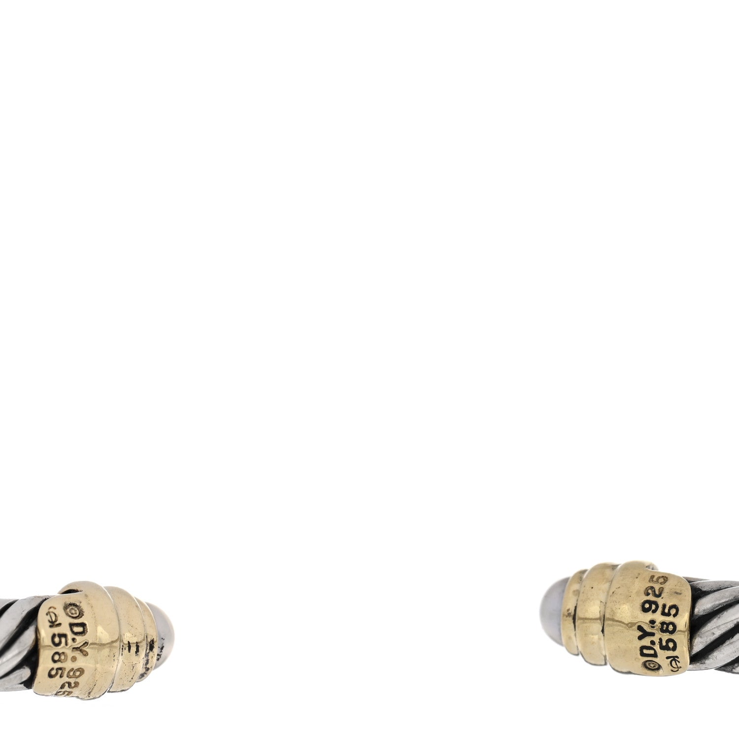 David Yurman Sterling Silver 14K Yellow Gold Cultured Pearl 5mm Cable Classics Petite Color Bracelet 3 of 3