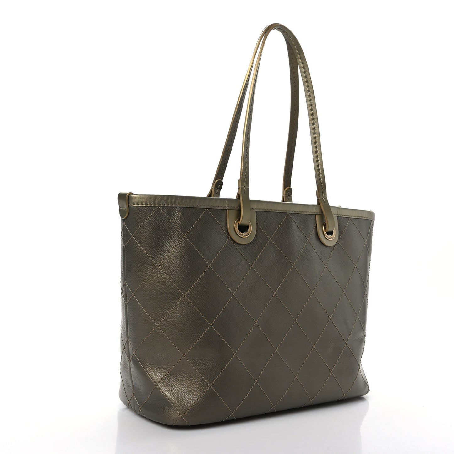 Grained Calfskin Large Shopping Fever Tote Gold
