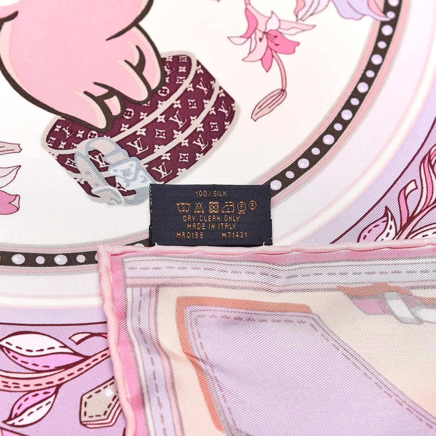 Silk Superstition LV Square Scarf Rose Clair