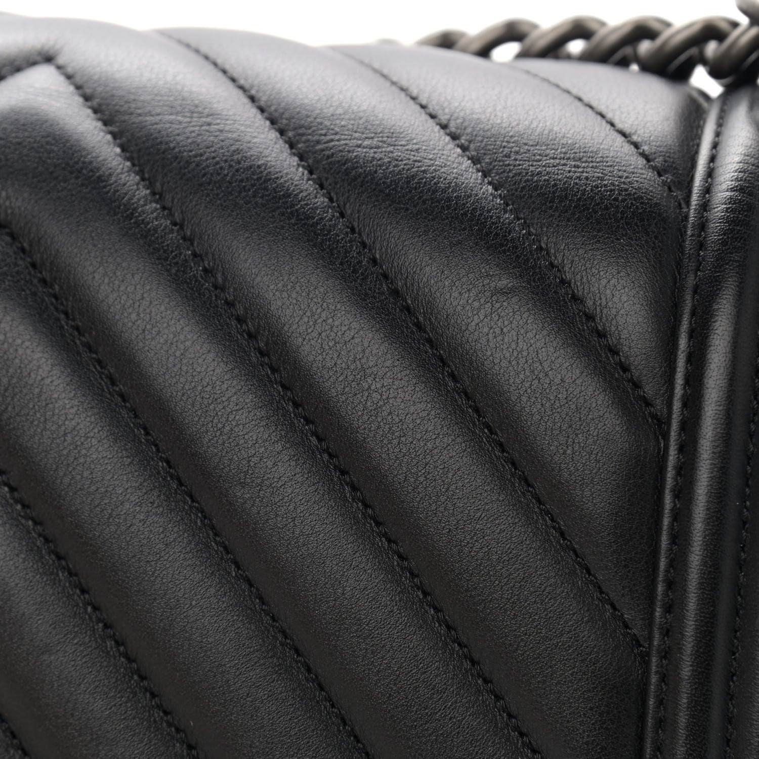 Chanel Calfskin Chevron Quilted Medium Boy Flap Black 11 of 12