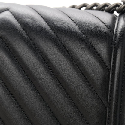 Chanel Calfskin Chevron Quilted Medium Boy Flap Black 11 of 12