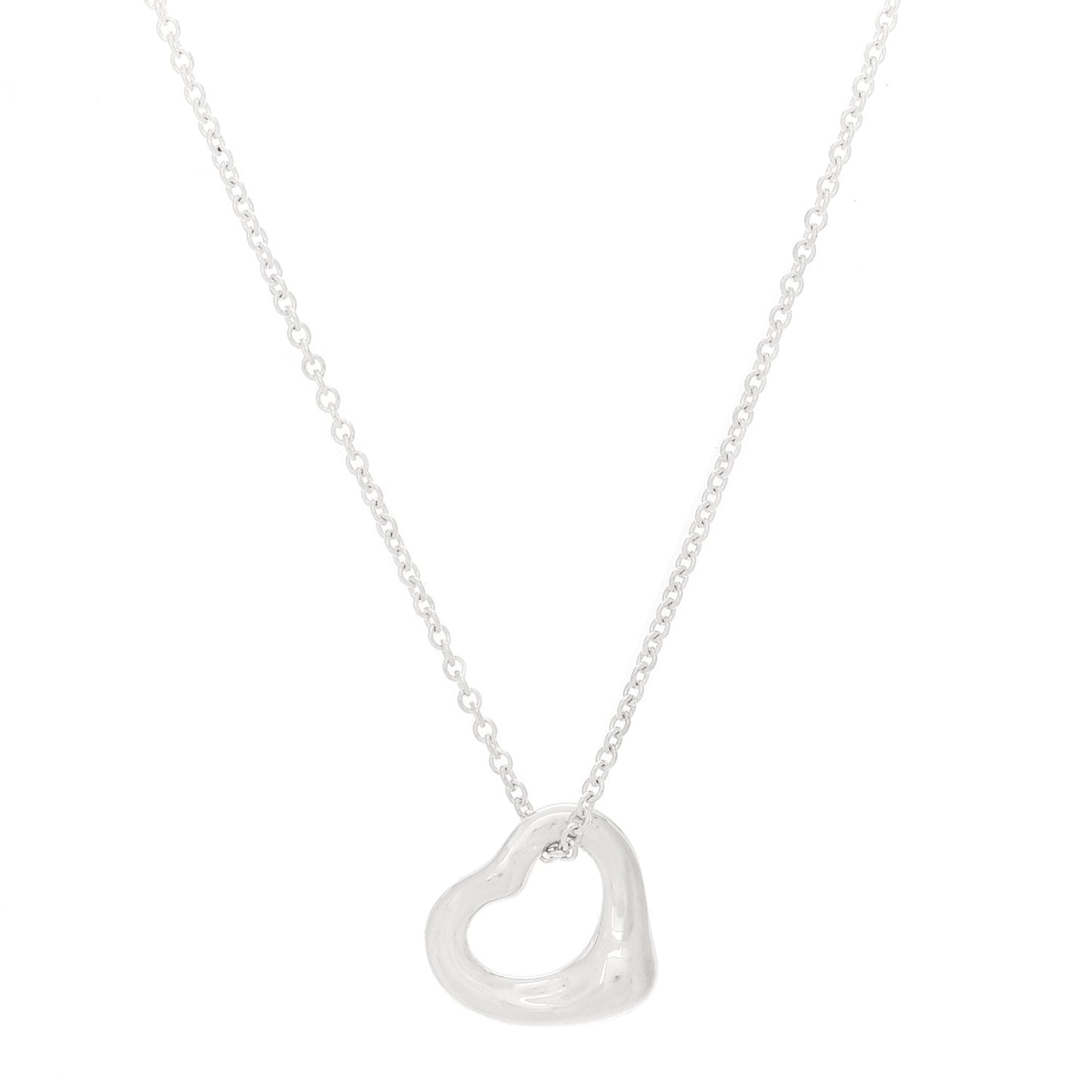 Sterling Silver 11mm Elsa Peretti Open Heart Pendant Necklace