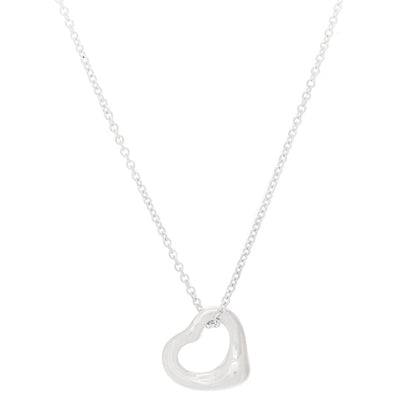 Tiffany Sterling Silver 11mm Elsa Peretti Open Heart Pendant Necklace 1 of 7