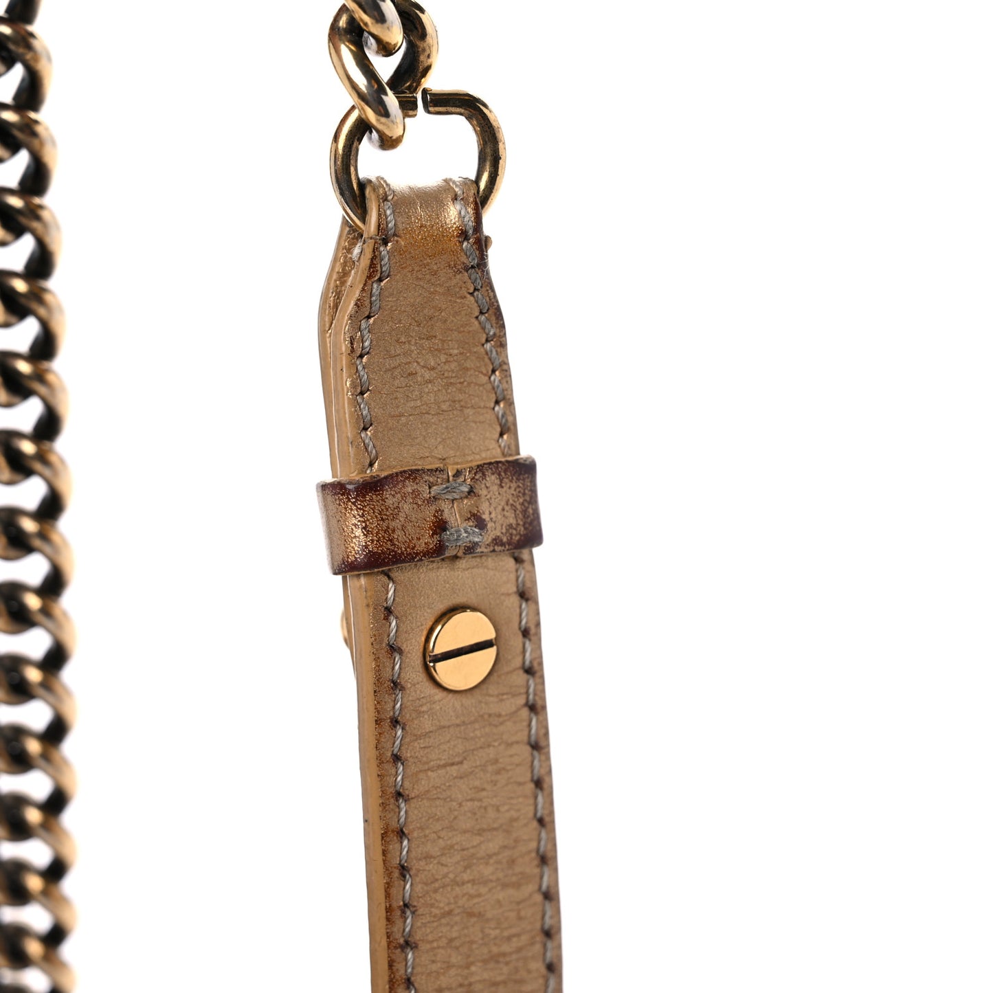 Metallic Aged Calfskin Quilted CC Square Flap Light Gold