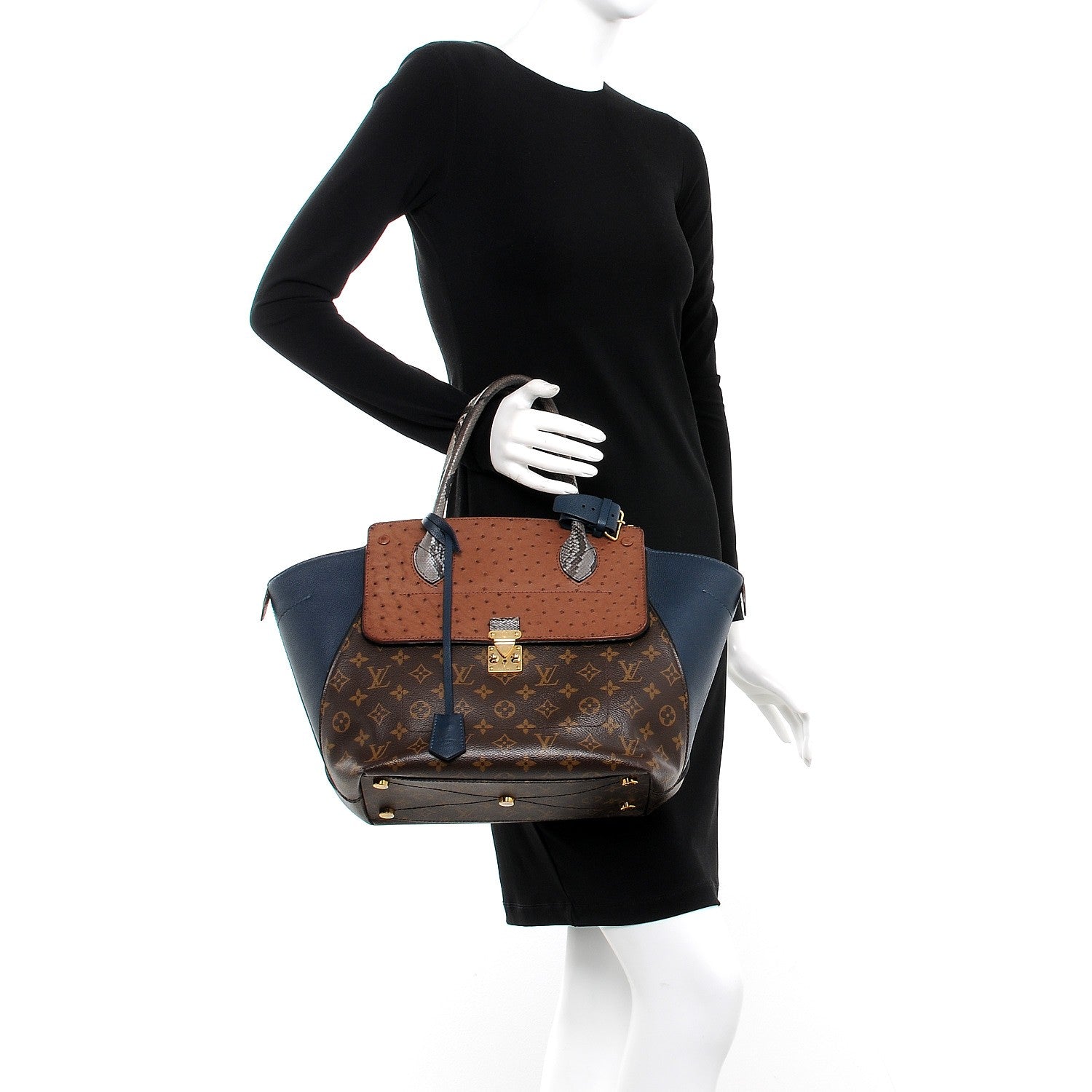 Louis Vuitton Ostrich Python Majestueux Tote MM Blue 2 of 8