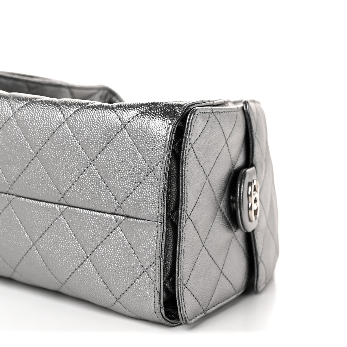 Metallic Caviar Quilted Small Chanel 25 Handbag Anthracite