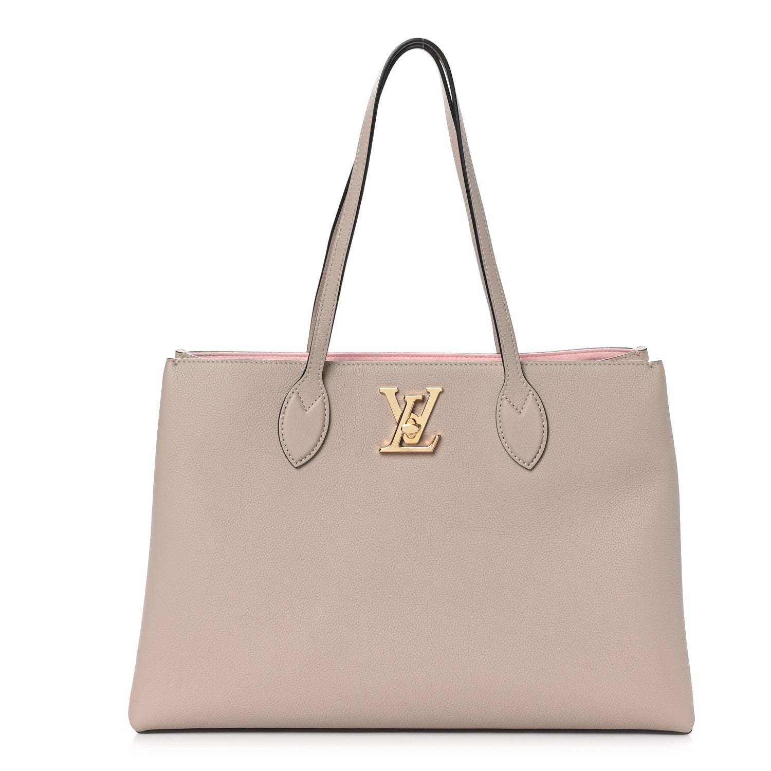 Louis Vuitton Grained Calfskin Lockme Shopper Greige 1 of 8