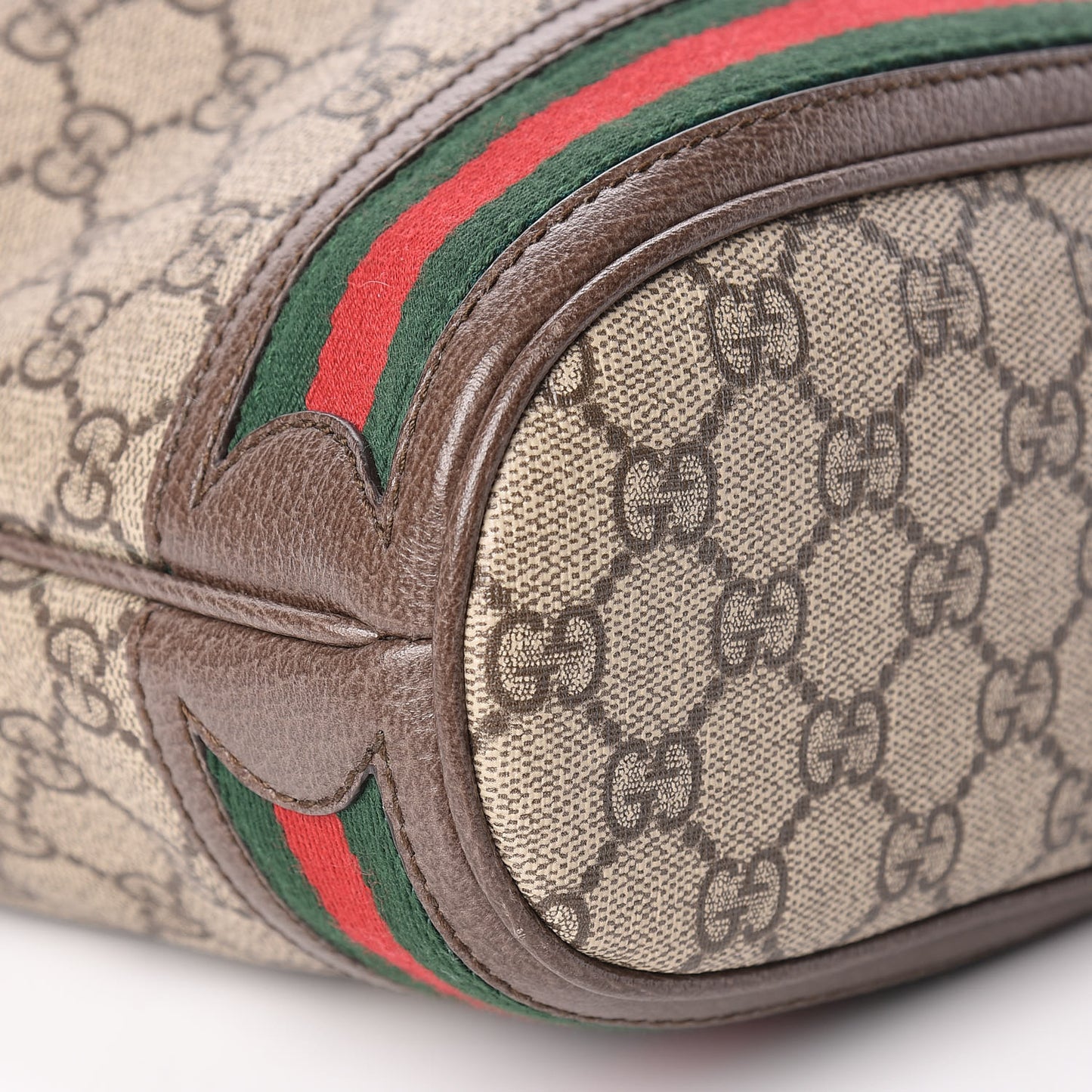 GG Supreme Monogram Web Small Ophidia Bucket Bag Brown
