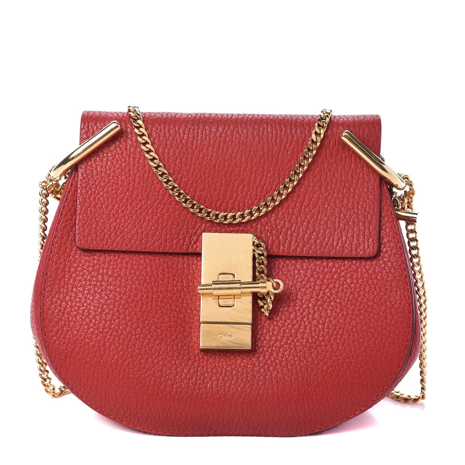 Chloe Grained Lambskin Mini Drew Shoulder Bag Plaid Red 1 of 10