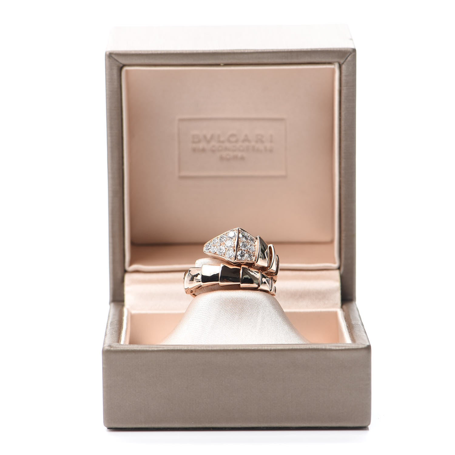Bulgari 18K Rose Gold Diamond Serpenti Viper Ring M 5 of 5