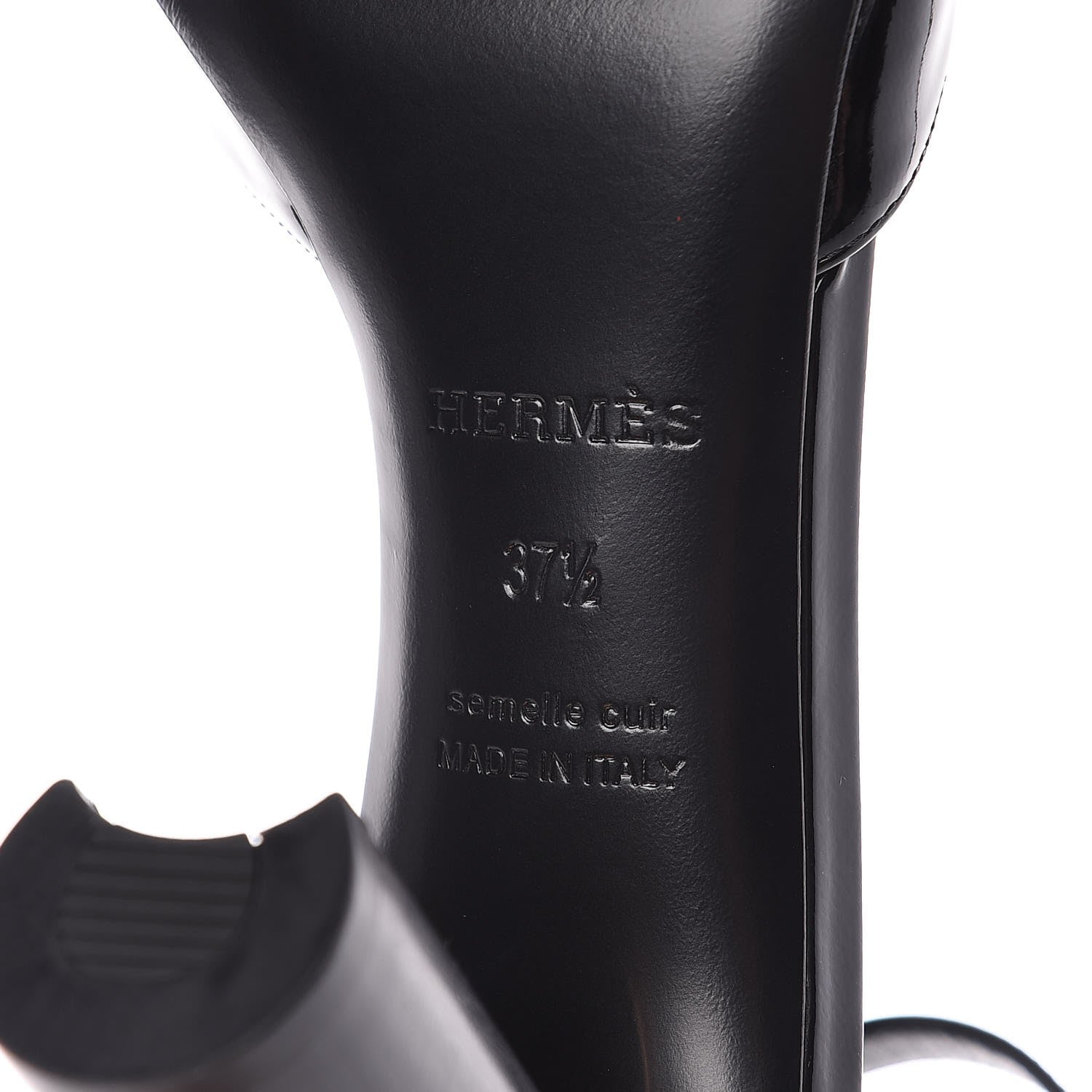 Hermes Patent Calfskin Madison 90 Sandals 37.5 Black 6 of 9