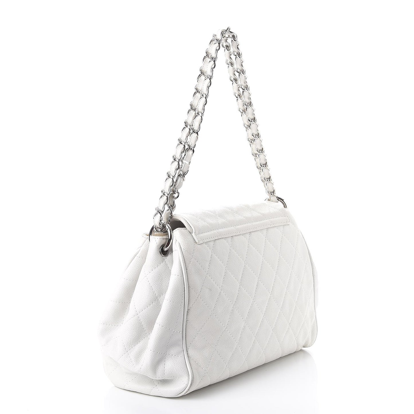 Caviar Quilted Timeless Accordion Flap White