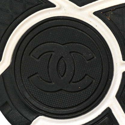 Chanel Fabric Suede Calfskin Stretch CC Sneakers 37.5 White Grey 6 of 12
