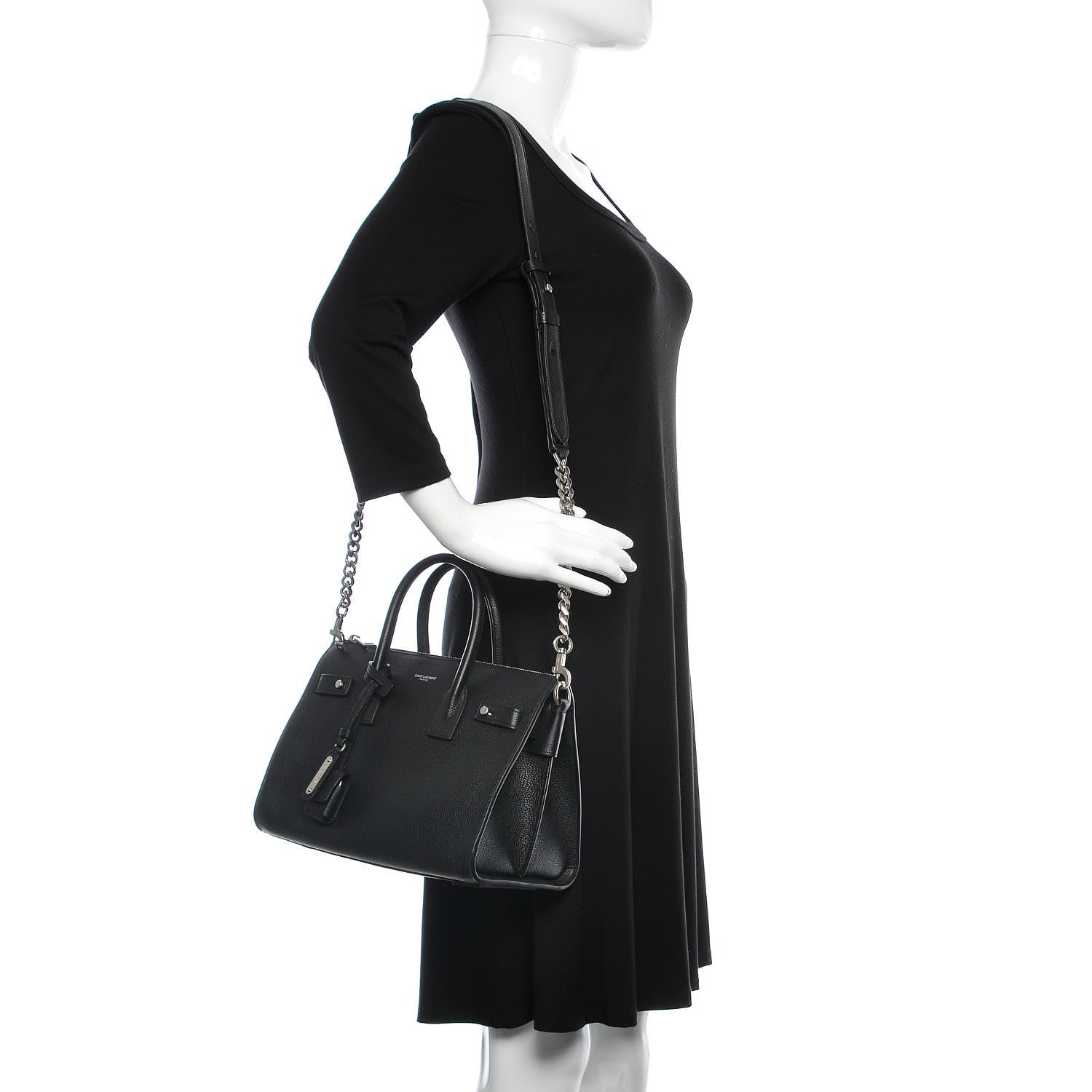 Saint Laurent Grained Calfskin Baby Sac De Jour Souple Black 2 of 9