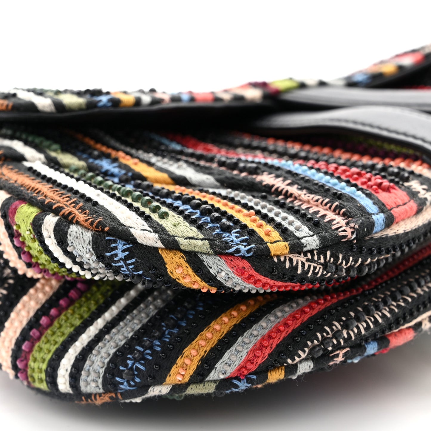 Canvas Embroidered Mini Saddle Bag Multicolor