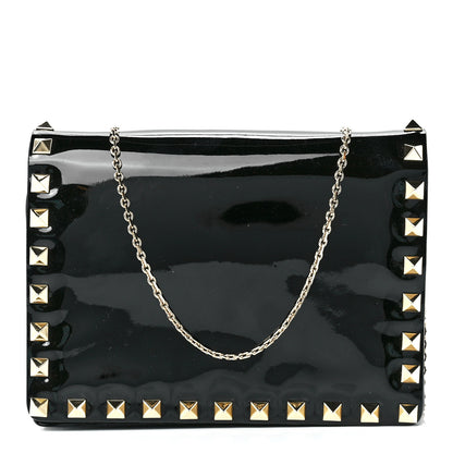Valentino Garavani Patent Rockstud Wallet On Chain Black 1 of 12