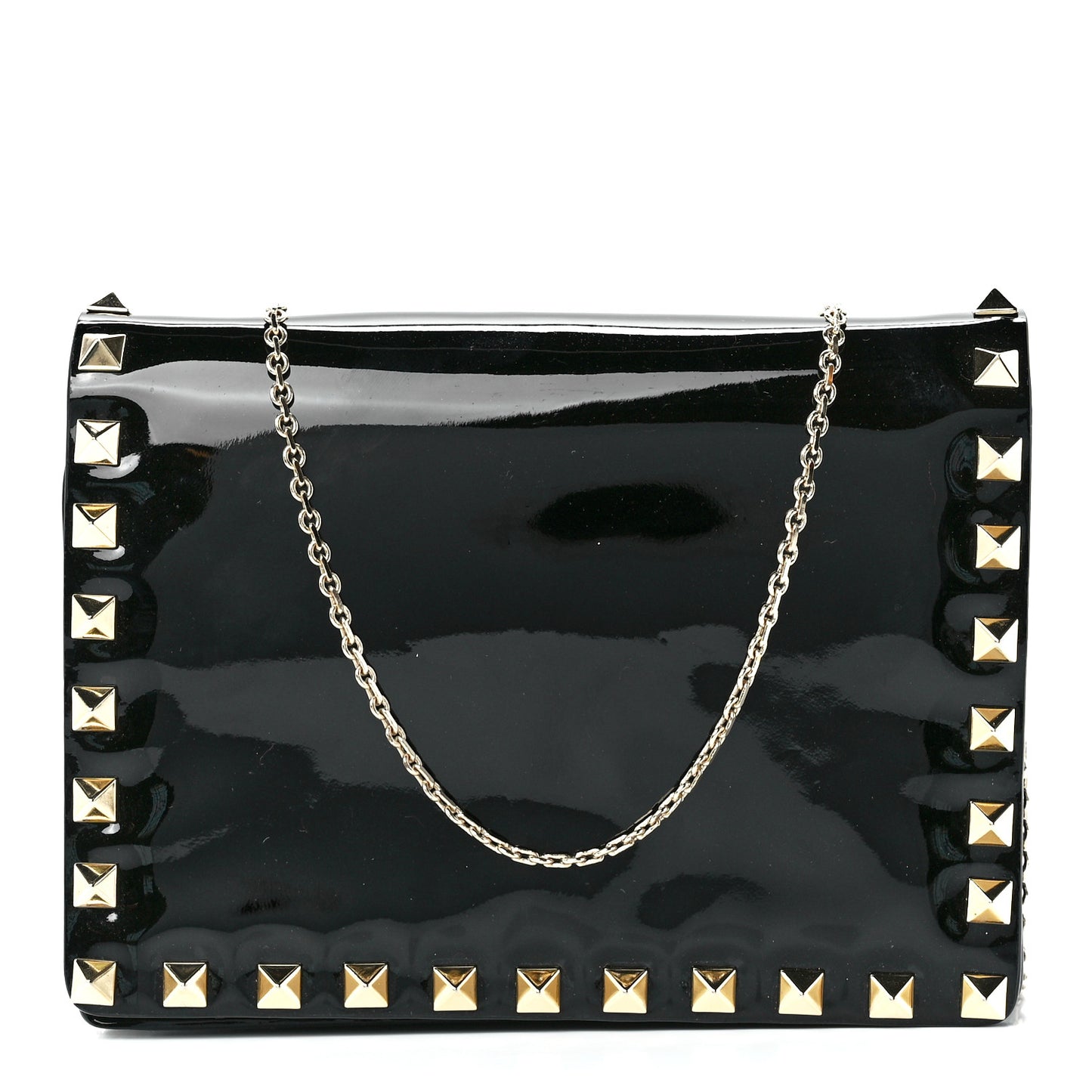 Patent Rockstud Wallet On Chain Black