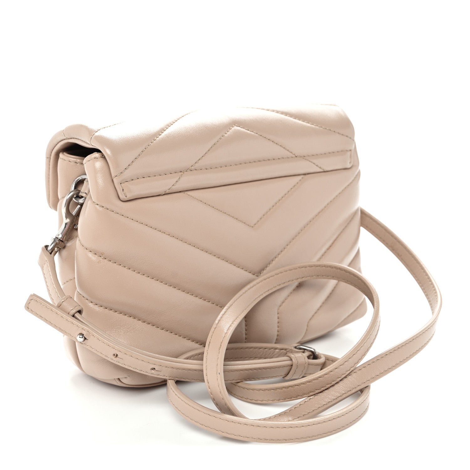 Saint Laurent Calfskin Y Quilted Monogram Toy Loulou Crossbody Bag Light Natural 3 of 10