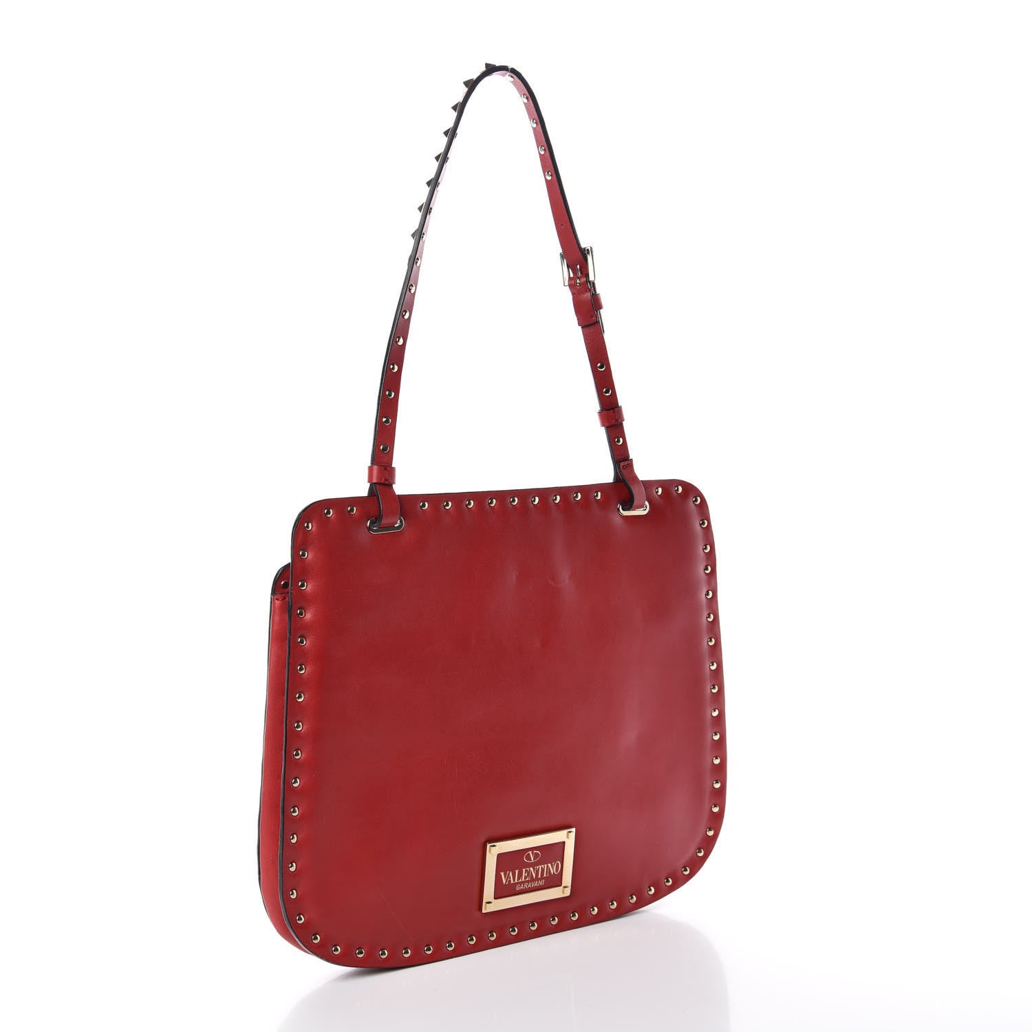 Valentino Garavani Vitello Rockstud Shoulder Satchel Rosso Valentino 3 of 8