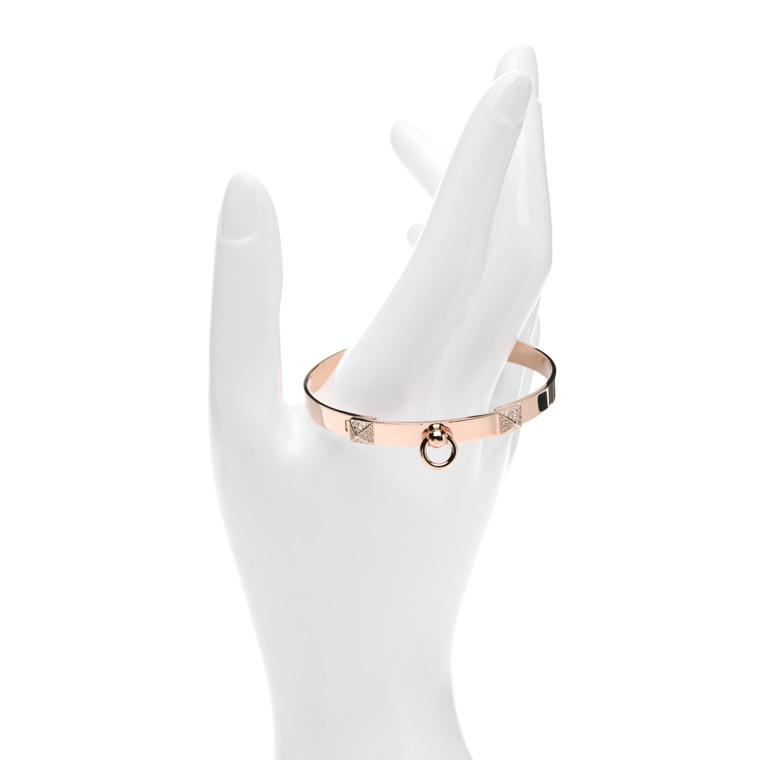 Hermes 18K Rose Gold Diamond PM Collier De Chien Bracelet SH 2 of 5